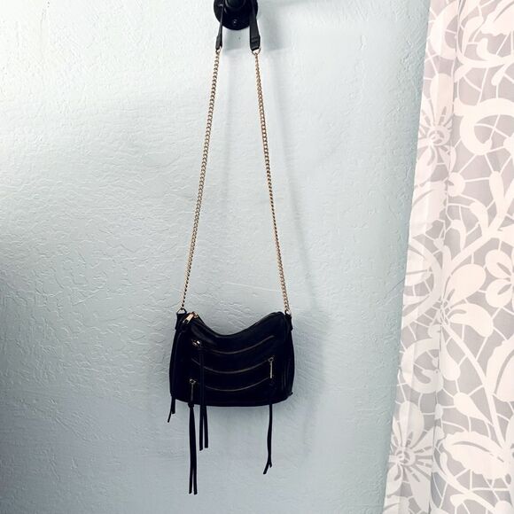 Black & Gold Faux Leather Crossbody Bag Size OS - Picture 4 of 14